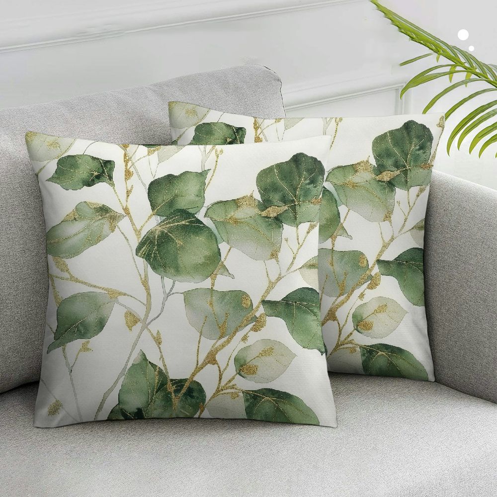 Nawypu eucalyptus leaf pillow covers set of 2 watercolor brown green
