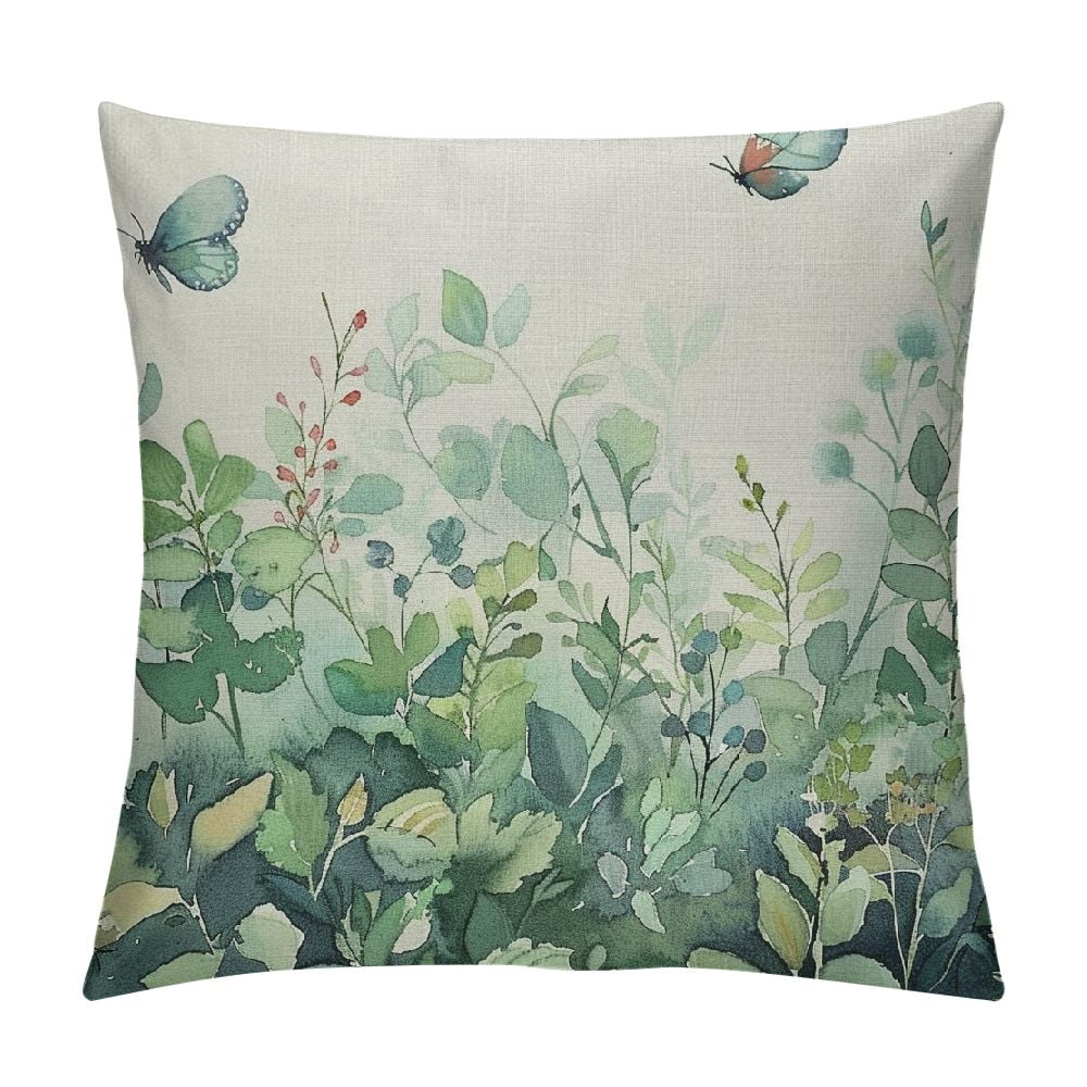 Nawypu Eucalyptus Leaf Spring Decorative Pillow Covers Sage Green Watercolor Leaves Summer