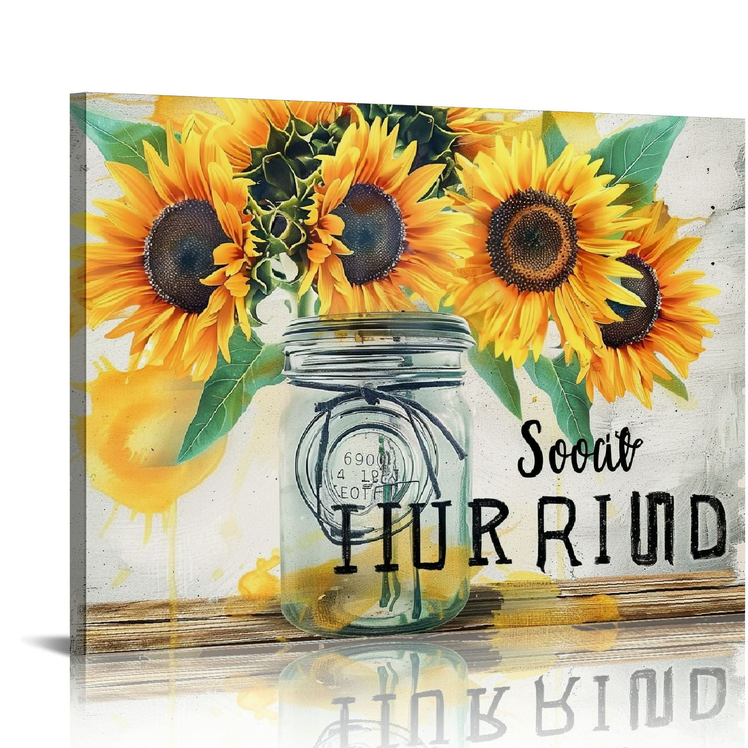 Nawypu Everyday Is A New Beginning Wall Art,Rustic Butterfly Sunflower