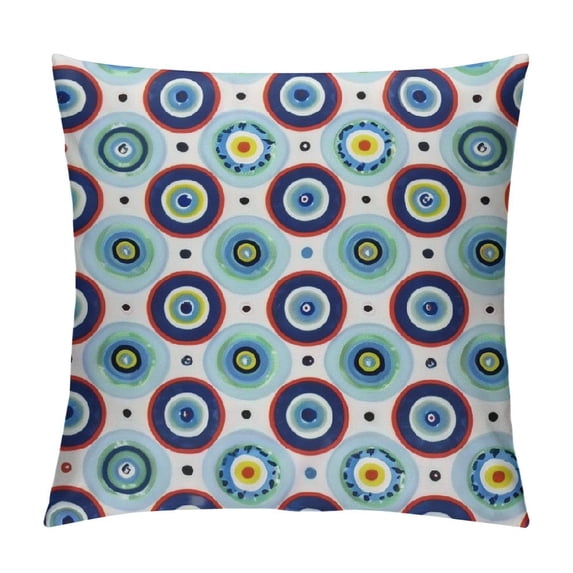 Nawypu Evil Eye Decorative Throw Pillow Case Symmetrical Pattern All Seeing Eye Turkish Ethnic, Cushion Cover for Couch Living Room Car, White Baby Blue