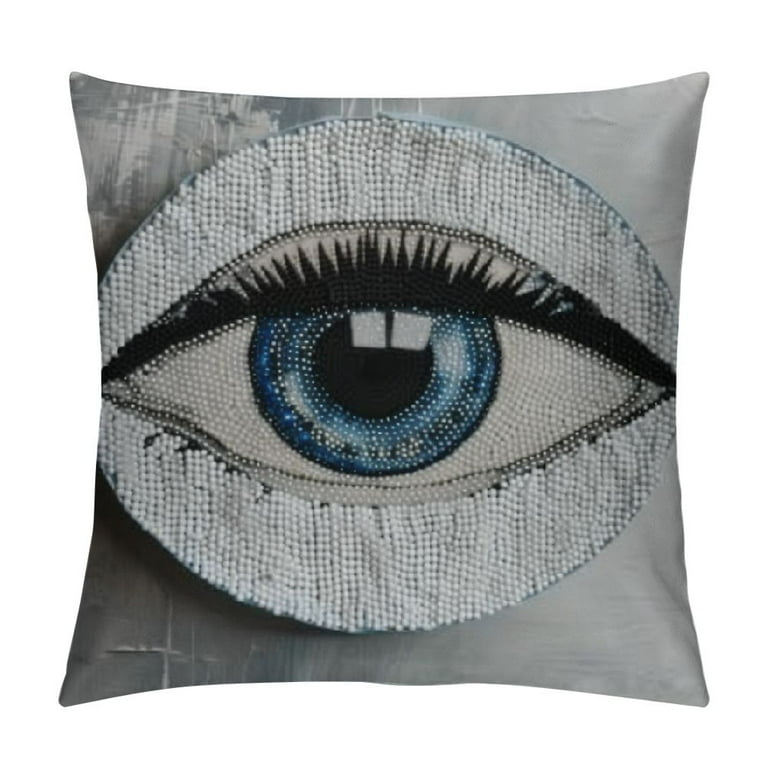 Nawypu Evil Eye Pattern Throw Pillow for Bed Couch Off White Gray Cushion Cover Unique Room Decor Protection Against Beady Eyes Silver Walmart