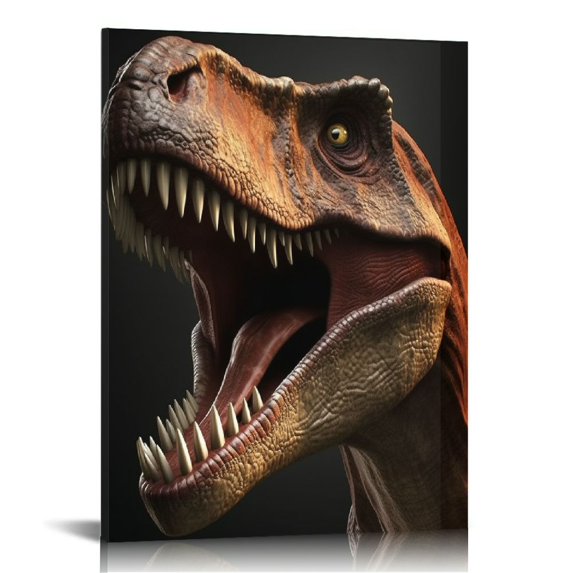 Nawypu Excited Tyrannosaurus-Rex Dinosaur Canvas Wall Art Contemporary Simple Life Canvas Painting Pictures for Home Bedroom Decor for Living Room Bathroom Decor