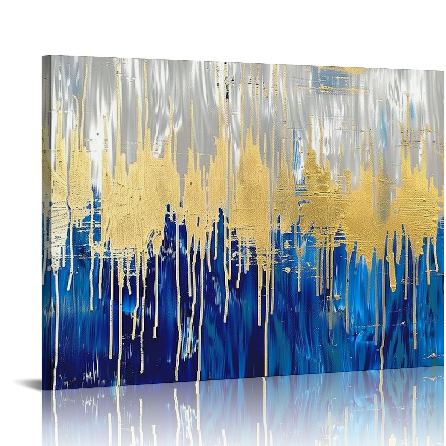 Nawypu FC3175 Abstract Wall Art Gold and Blue Canvas painting Artwork