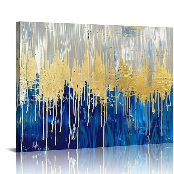 Nawypu FC3175 Abstract Wall Art Gold and Blue Canvas painting Artwork Painting Print for Living Room Bedroom Kitchen Home and Office Wall Decor
