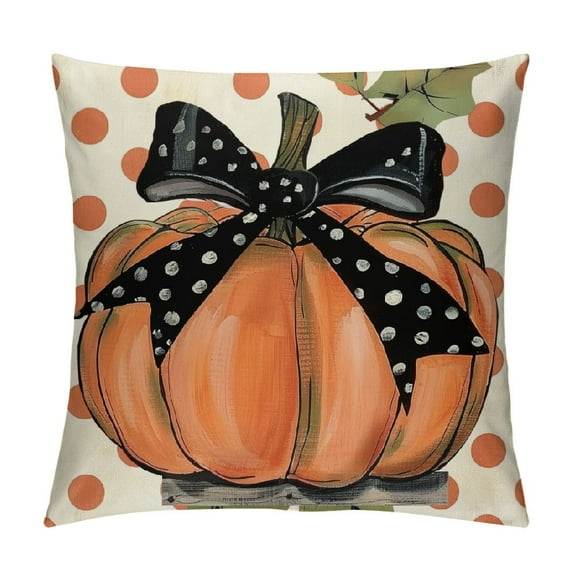 Nawypu Fall Decor Pillow Covers Polka Dot Orange Pumpkin Pattern Decorative Throw Pillows Autumn Thanksgiving Cushion Pillow Covers for Sofa Couch Outdoor Decor