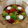 thumbnail image 1 of Nawypu Fall Maple Leaf Orange Round Edged Table Cover，Colorful Autumn Maple Leaves in Unusual Designs Nature Print Circular Table Cloth for Thanksgiving Day Dining Room Kitchen Decoration, Red Yellow, 1 of 7