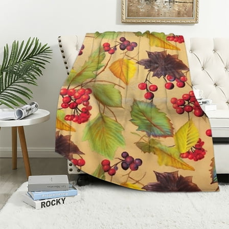 Nawypu Fall Maple Leaves Autumn Blanket Gifts Ultra Soft Cozy Throw Flannel Blanket, Lightweight Fuzzy Blanket Warm Plush Throw Blankets for Couch, Sofa, Bed, for Teen