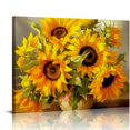 thumbnail image 1 of Nawypu Fall Sunshine Sunflower Bathroom Decor Wall Art Farmhouse Kitchen Paintings for Wall Decorations Countryside Vintage Framed Canvas Artwork Printing Ready to Hang for Living Room Bedroom, 1 of 5