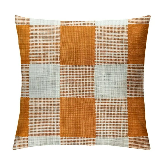 Nawypu Fall Throw Pillow Covers Buffalo Plaid Check Pillow Covers with Pom-poms Decorative Couch Throw Pillows Farmhouse Cushion Cases for Sofa Orange and White