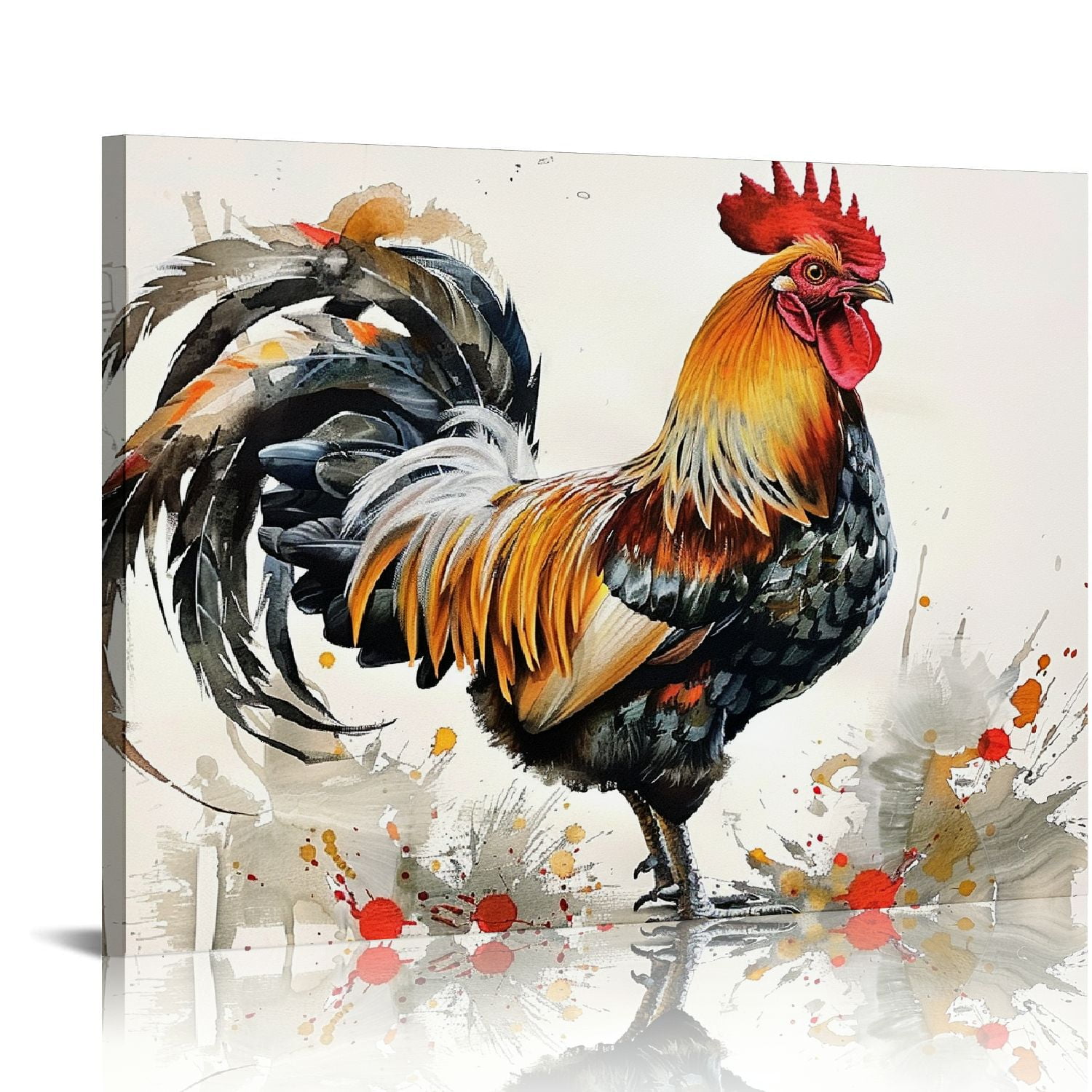 Nawypu Farm Animal Canvas Wall Art Watercolor Rooster Pictures Prints Domestic Animal Portrait