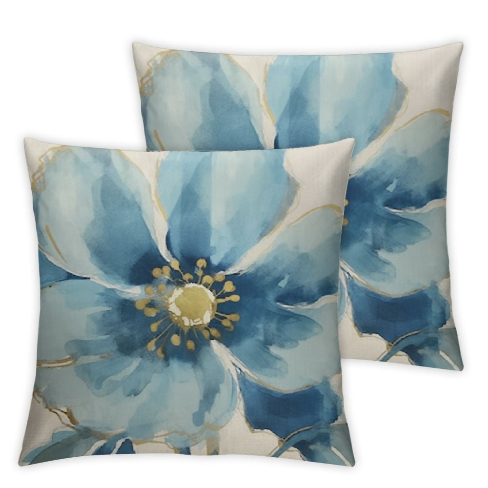 Nawypu Farmhouse Blue Flower Pillow Covers Set of 2,Vintage Oil