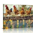 thumbnail image 1 of Awypu Farmhouse Chicken Decor Wall Art Farm Rooster Chicken Pictures Canvas Print Rustic Painting Modern Home Framed Artwork For Bathroom Bedroom Kitchen, 1 of 6