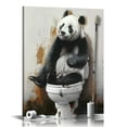 thumbnail image 1 of Nawypu Farmhouse Funny Bathroom Panda Wall Art Black and White Rustic Country Bathroom Panda on Toilet Pictures Wall Decor Farmhouse Bathroom Sign Canvas Prints Painting Modern Home Framed, 1 of 5