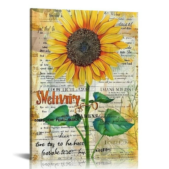 Nawypu Farmhouse Sunflower Wall Art Flower Dragonfly Pictures Wall Decor Inspirational Quotes Canvas Painting Print Artwork Modern Home Decor Framed for Living room Bedroom Bathroom