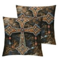 thumbnail image 1 of Nawypu  Faux Leather Cross  Throw Pillow Cases, Retro Western Leather Christian Cross Cozy Pillow Cover Square Cushion Case Pillowcase Decorative 2pc, 1 of 6