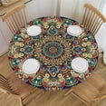 thumbnail image 1 of Nawypu Fitted Round Tablecloth  Colorful Mandala,Vintage Round Boho Beige Flower Table Cover,Elastic Edged Table Cloth Fits Round Tables, 1 of 7