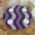 thumbnail image 1 of Nawypu  Fitted Table Cover for Round Tables Geometric Lavender Flower Print Tablecloth with Elastic Edge,Waterproof Table Cloth Covers for Outdoor Picnic Patio Coffee Kitchen Dinning Party Curve, 1 of 7