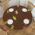 thumbnail image 1 of Nawypu Fitted Table Cover for Round Tables Thanksgiving Pumpkin Ethnic Geometric Tablecloth with Elastic Edge,Waterproof Table Cloth Covers for Outdoor Patio Kitchen Dinning Party Sunflowers with Leaf, 1 of 7