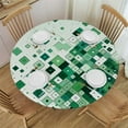 thumbnail image 1 of Nawypu Fitted Table Round Cover Elastic Edged Tablecloth,Jade Green Geometric Fragments Circle Tables Cover Waterproof Wipeable Tabletop Protector Cloth for Dinner Party Modern Gradient Art on White, 1 of 7