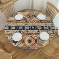 thumbnail image 1 of Nawypu Fitted Tablecloth for Round Table,Retro Nordic Morocco Diamonds Table Cover with Elastic Edge Waterproof Table Cloth,Boho Mid Century Tribal Totem Circle Table Covers for Kitchen Indoor, 1 of 7