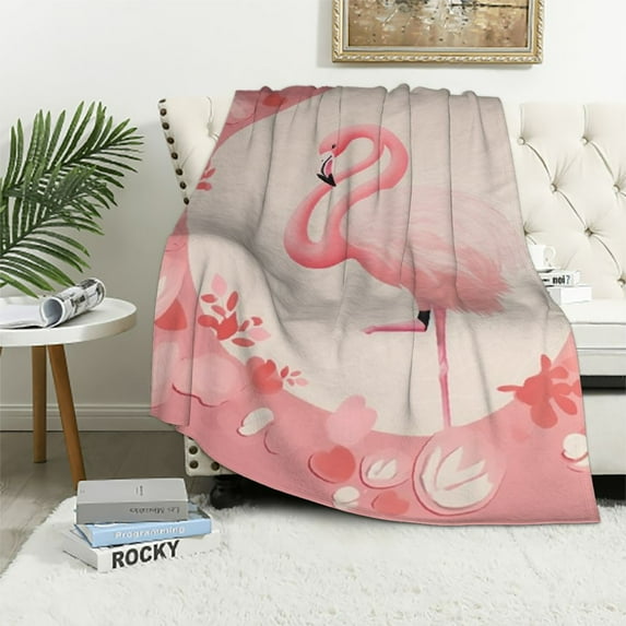 Nawypu Flamingo Heart Blanket Super Soft Light Weight Blanket Prints Throw - All Year Round Home Decor, Fuzzy Warm and Cozy Throws, Couch and Valentine Mothers Day Love Gift,