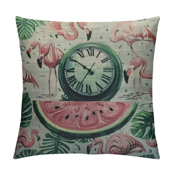Nawypu Flamingo Throw Pillow Cover Summer Items Sunglasses Cactus Watermelon Pink Flamingo Seamless Pattern Decorative Square Pillow Case for Home Bedroom Living Room Cushion Cover 18x18 Inch