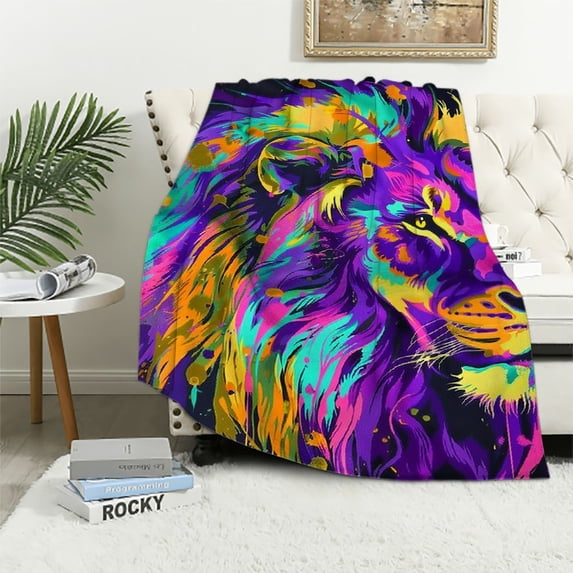 Nawypu Flannel Throw Blanket Lion Embraces Lioness Durable Couch Blankets Home Decor Perfect for Bed and Sofa Super Soft Warm Blankets for All Season