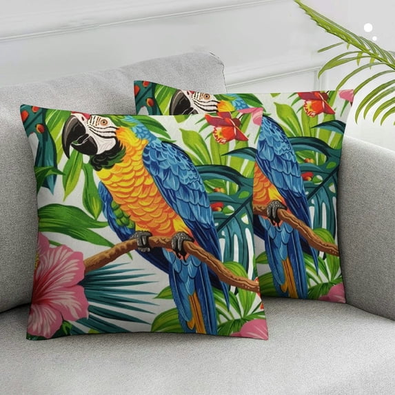 Nawypu Floral Bird Parrot Throw Pillow Covers Square Cushion Case Modern Home Decor Pillow Covers Set of 2 Decorative Pillowcase for Sofa Couch Bed Bedroom Living Room Pillow Cases