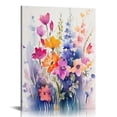 thumbnail image 1 of Nawypu  Floral Botanical Canvas Wall Art Vintage Plant Flower Poster  set Watercolor Blue Yellow Wildflower Print Painting Rustic Cottage Artwork for Bedroom Living Room Decor, 1 of 4