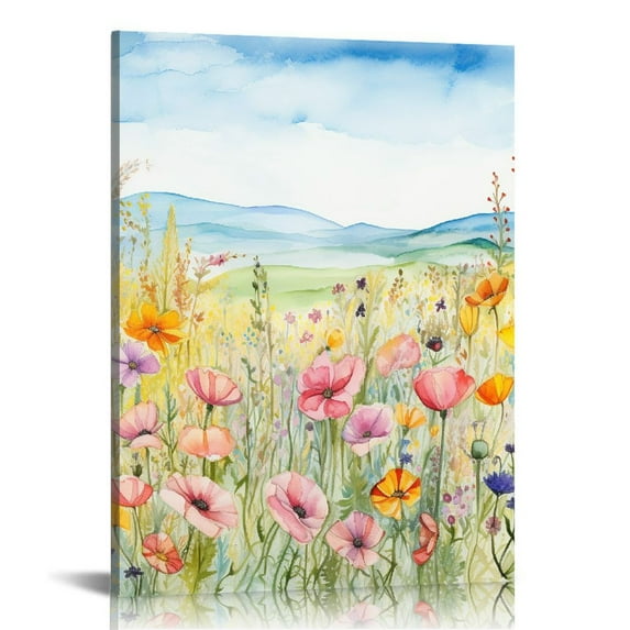Nawypu Floral Canvas Wall Art,Watercolor Modern Botanical Prints Set,Wildflower Posters,Colorful Flowers Wall Decor For Bathroom Living Room Bedroom Office Kitchen