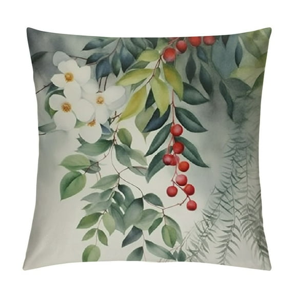 Nawypu  Floral Spring Pillow Covers Vintage Wild Flowers Decor Sage Green Throw Pillows Leaves Outdoor Farmhouse Wildflower Plant Decorative Cushion for Couch Bed Sofa