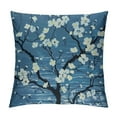thumbnail image 1 of Nawypu  Floral Throw Pillow Cushion Cover, Sakura Tree Branches Pale Japanese Cherry Blossom Spring Form, Decorative Square Accent Pillow Case, Blue, 1 of 5