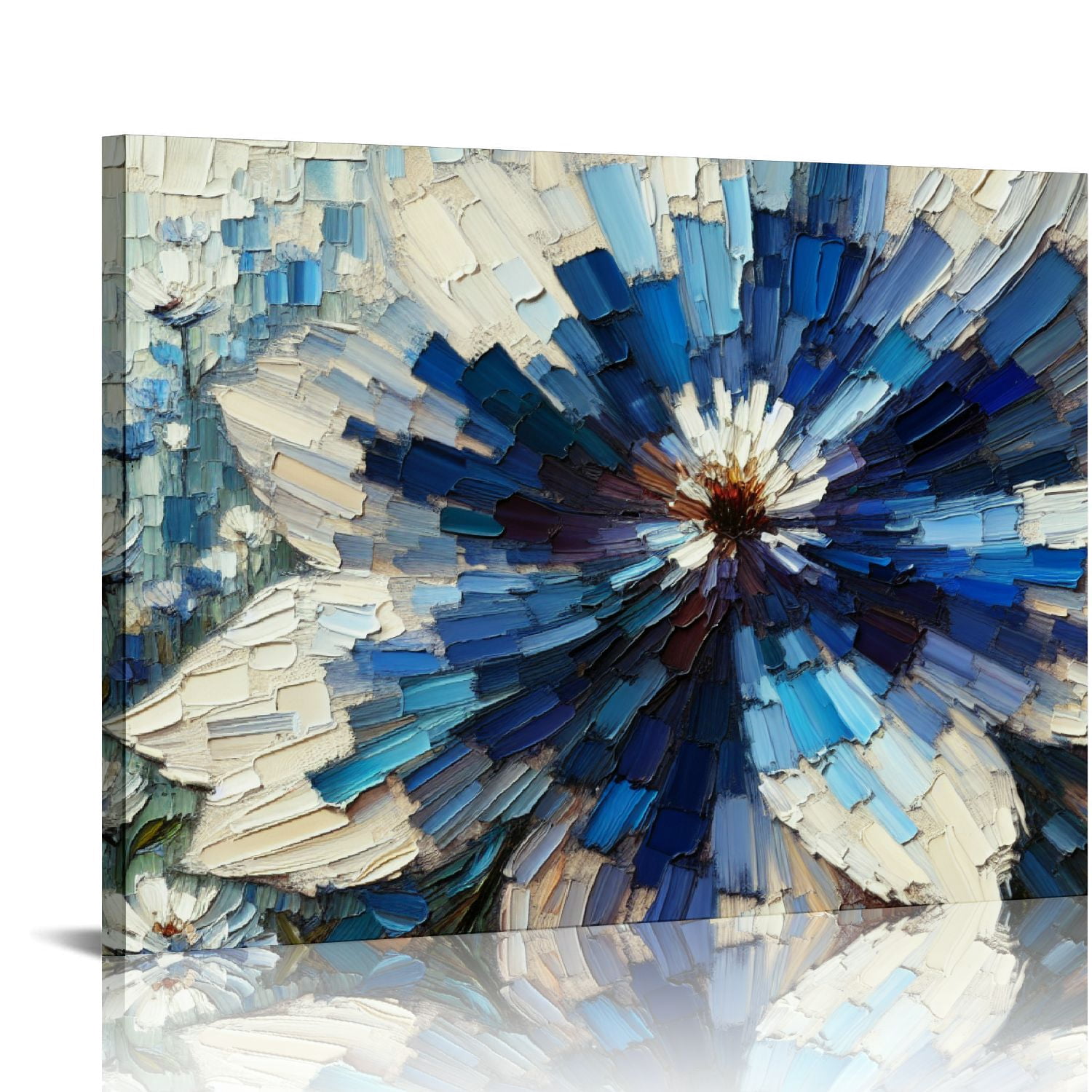Nawypu Flower Canvas Wall Art for Living Room Large White Blue Flower ...