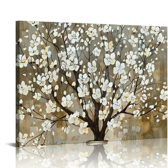 Nawypu Flower Canvas Wall Art for Living Room Plum Blossom Canvas Wall Pictures for Bedroom Wall Decor Abstract Elegant Floral Canvas Prints Artwork Home Wall Decorations Framed Ready to Hang