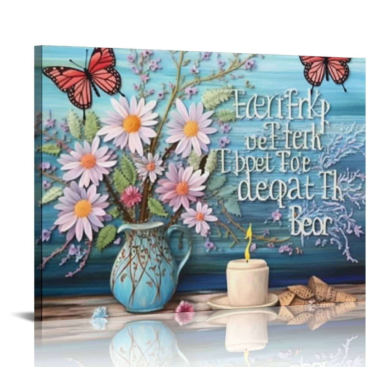 Nawypu Flower Canvas Wall Art Sunflower Decorative Painting Blue