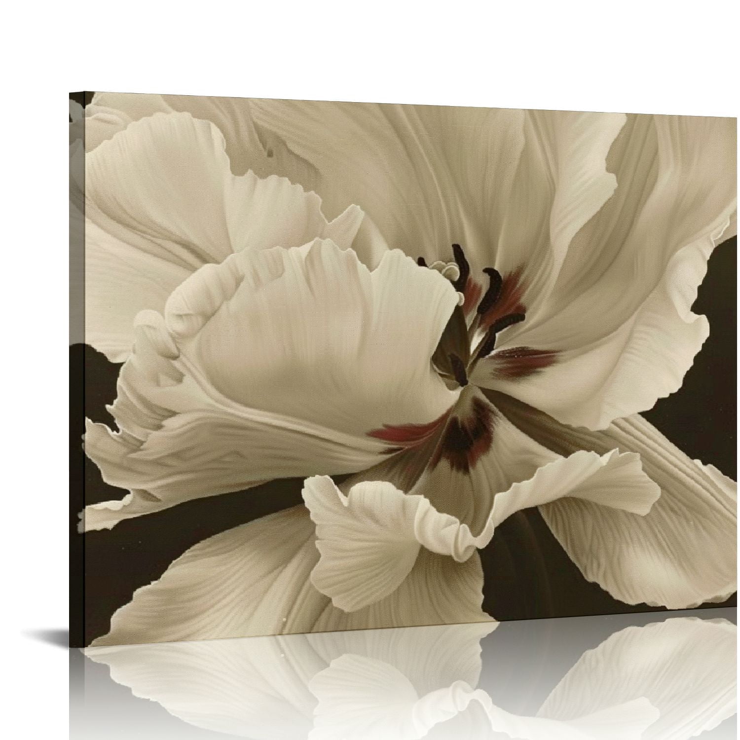 Nawypu Flower Canvas Wall Art White Floral Pictures Vintage Beige ...