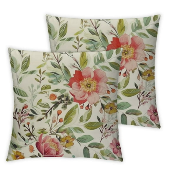Nawypu Flower Decorative Throw Pillow Cover Luxurious Peony Flower Pillow Case Square Cushion Cover for Sofa Couch Home Car Bedroom Living Room 2pcs" Yellow Red 12x12in