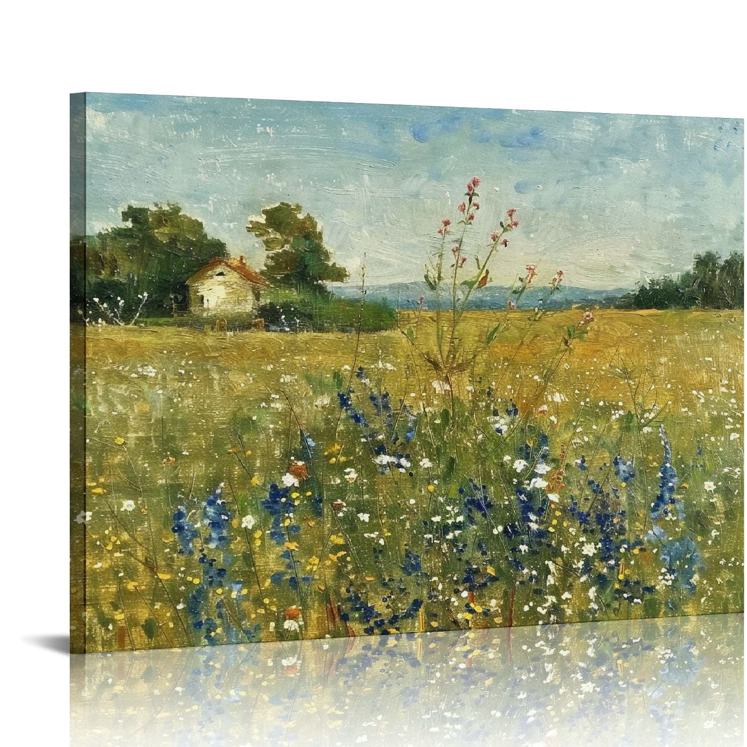 Nawypu Flower Meadow Canvas Wall Art Wildflower Field Botanical Art ...