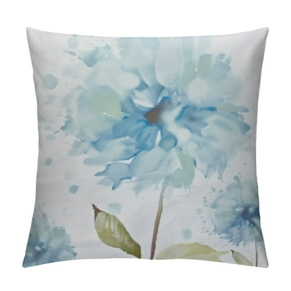 Nawypu  Flower Plant Super Soft Couch Pillowcase, Satin Throw Pillow Case for Bed Sofa Car Zippered Cushion Cover for Home Decor, Blue Watercolor Dandelion