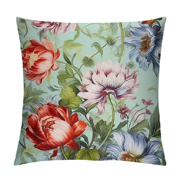 Nawypu Flower Throw Pillow Covers, Floral Decorative Cushion Shabby Chic Pillow Cases Valentine's Day Pink Rose Pillow Cases for Sofa Couch Bench