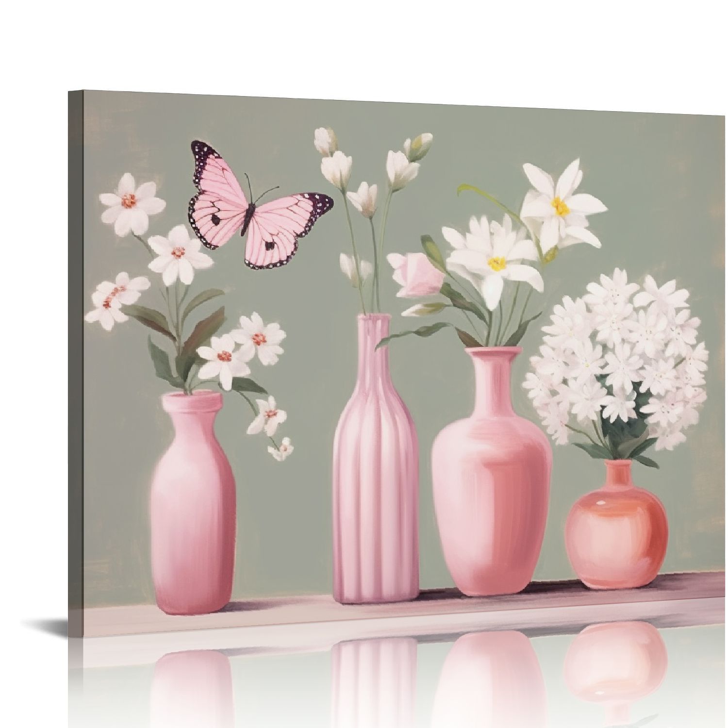Nawypu Flower in Vase Canvas Wall Art Floral Painting Vase Poster ...