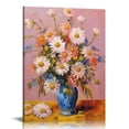 thumbnail image 1 of Nawypu  Flower Wall Art Blue and white Daisies Canvas prints Framed Flower in Vase Pictures Poster Bathroom Livingroom Wall Decor, 1 of 4