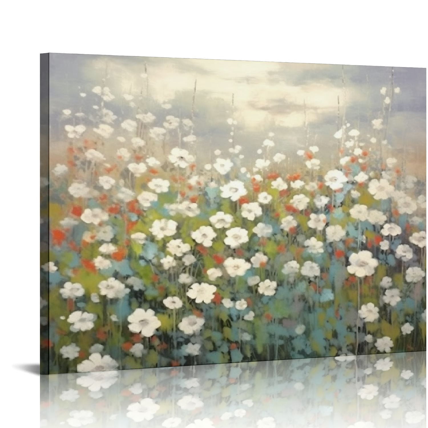 Nawypu Flower Wall Art Canvas Decor: Bedroom Living Room Modern White ...