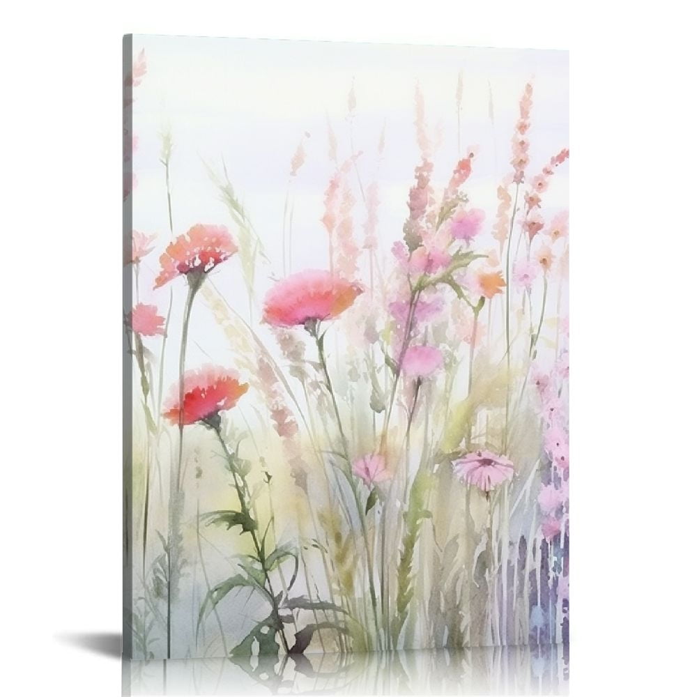 Nawypu Flower Wall Art Colorful Botanical Decor Pink Wildflower ...