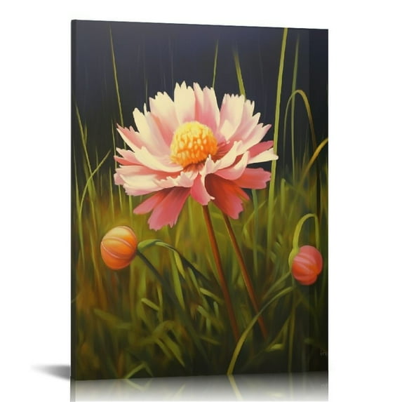 Nawypu Flower Wall Art Decor, Orange Pink Flower Nature Canvas Wall Art Canvas Prints for Home Living Dining Room Kitchen Decor