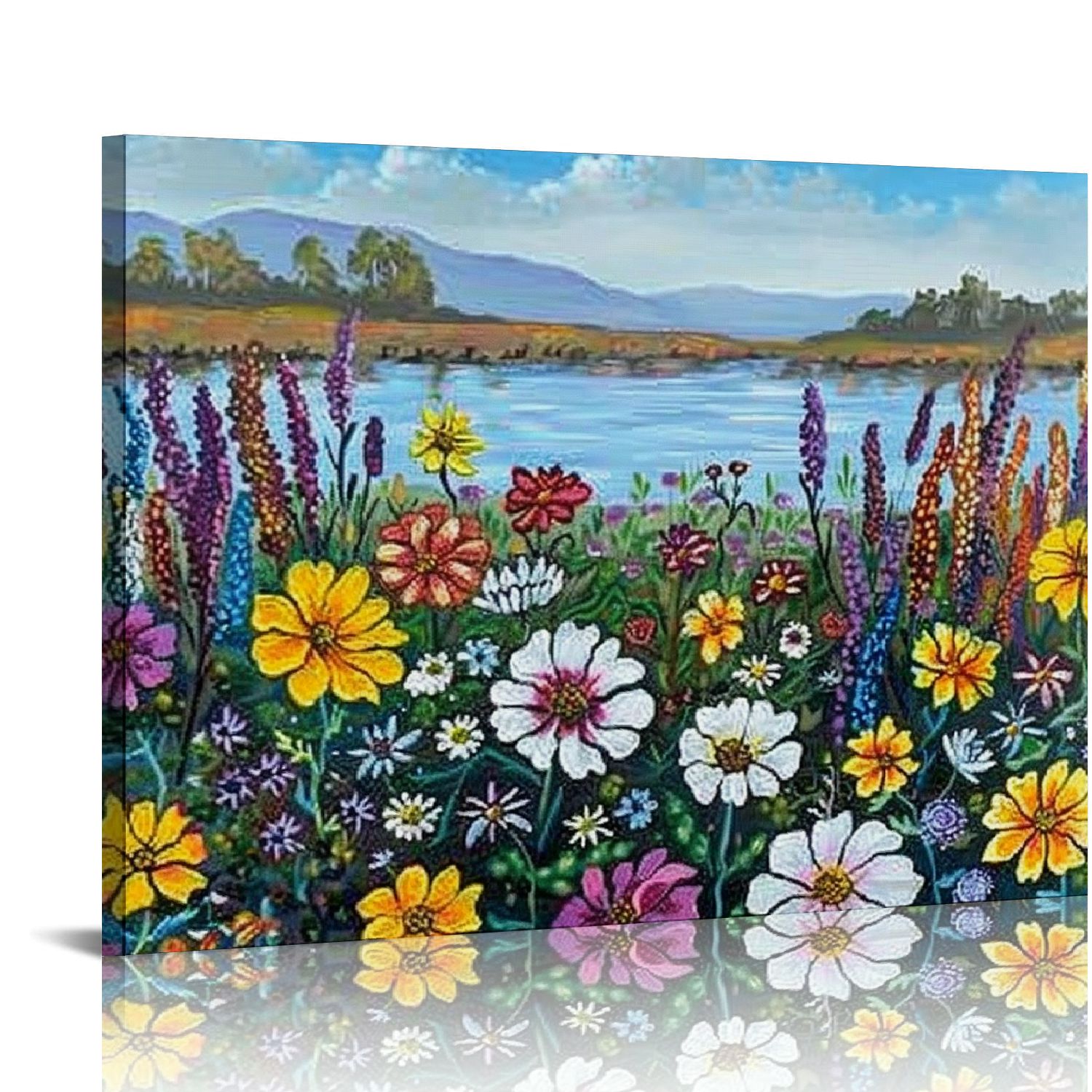 Nawypu Flowers Canvas Wall Art Landscape Painting Modern Nature ...
