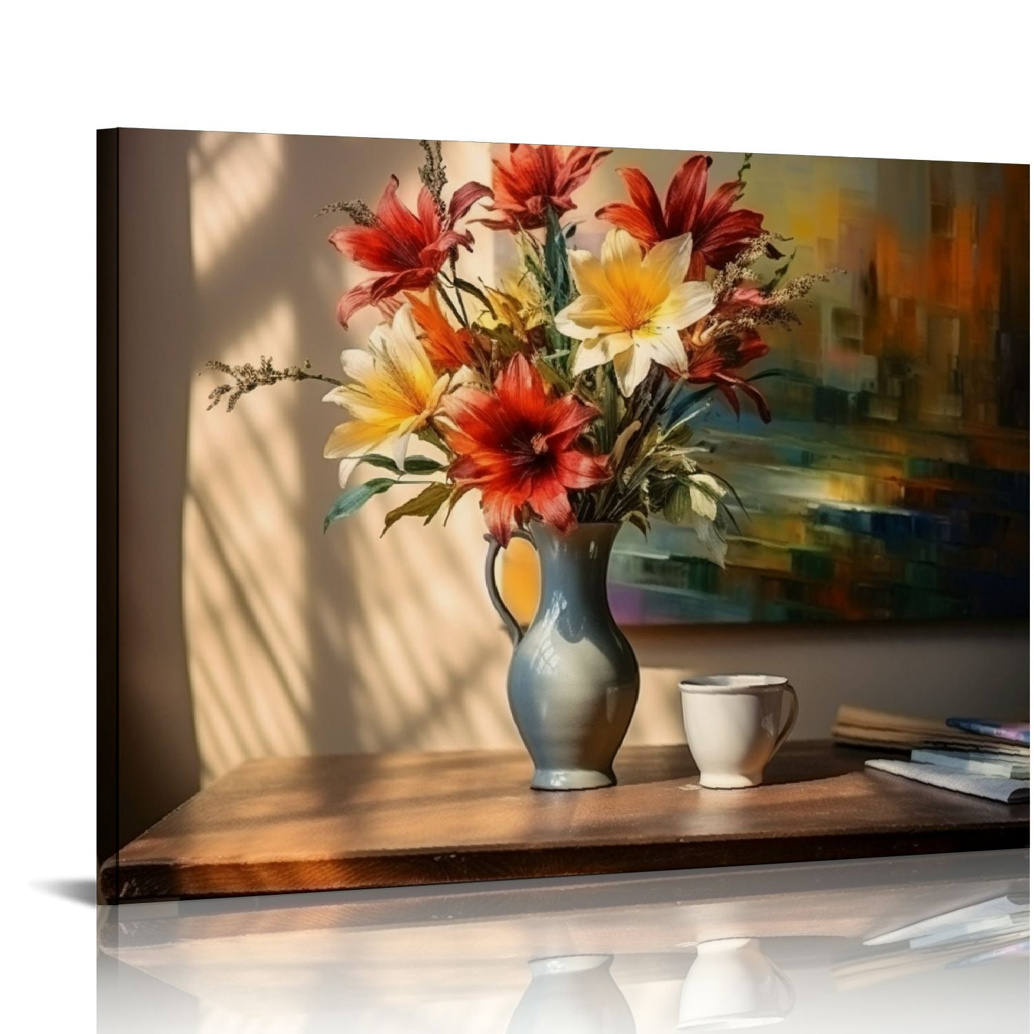 Nawypu Flowers Wall Art Canvas Colorful Textured Summer Picture ...