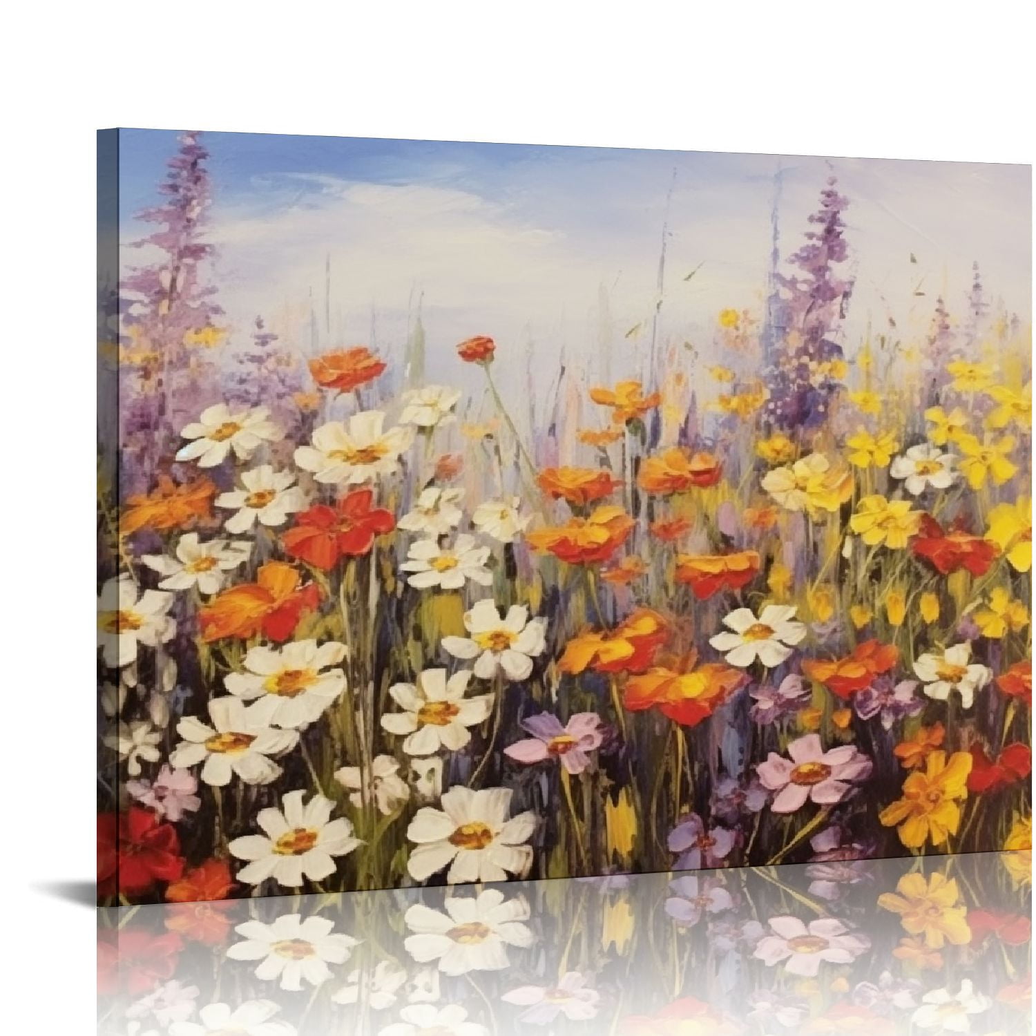 Nawypu Flowers Wall Art Canvas Daisy Colorful 3d Textured Picture ...