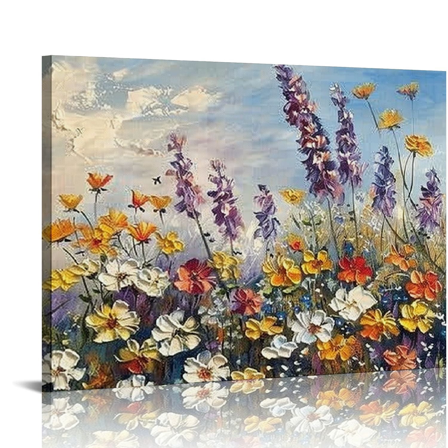 Nawypu Flowers Wall Art Canvas Daisy Colorful 3d Textured Picture ...