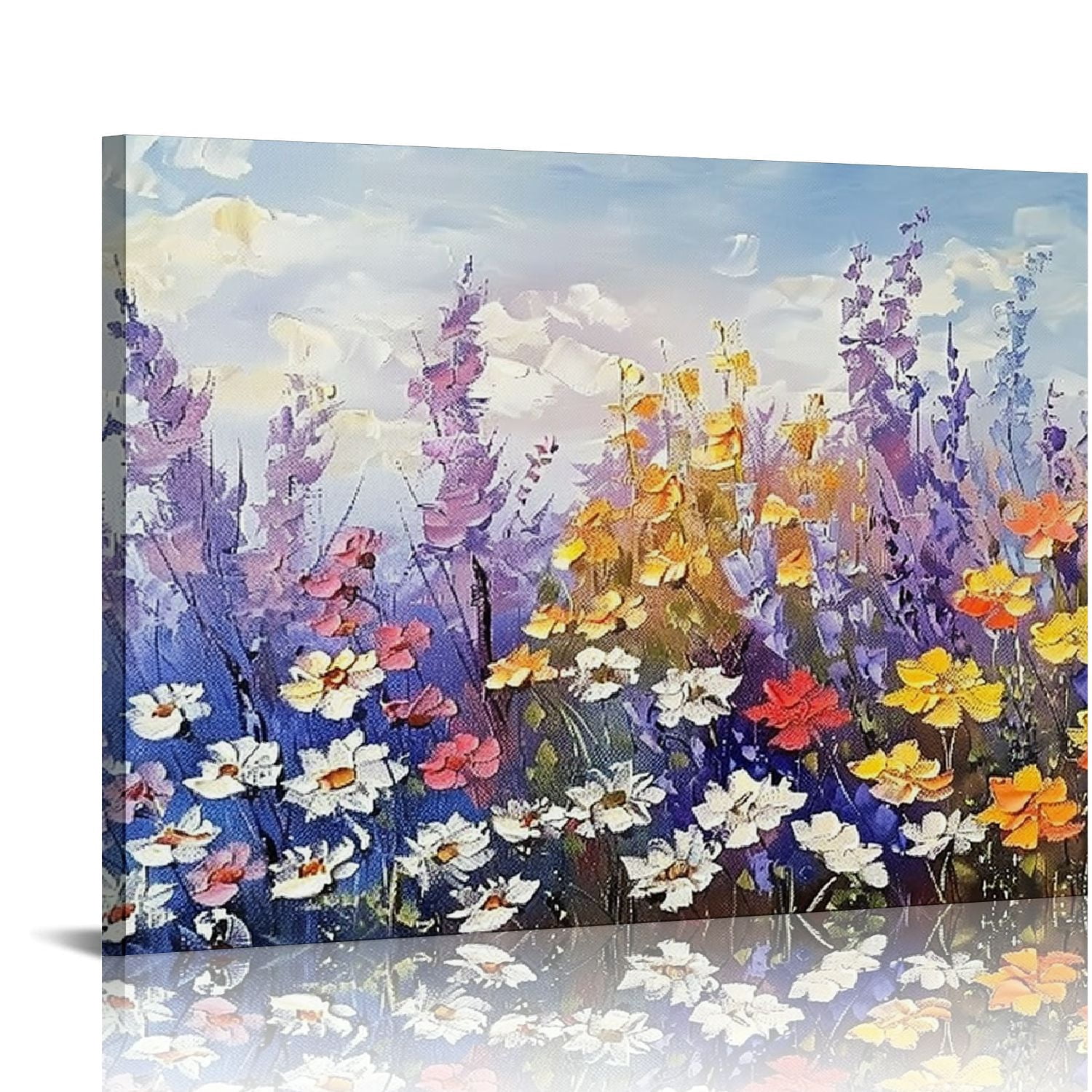 Nawypu Flowers Wall Art Canvas Daisy Colorful Textured Picture ...